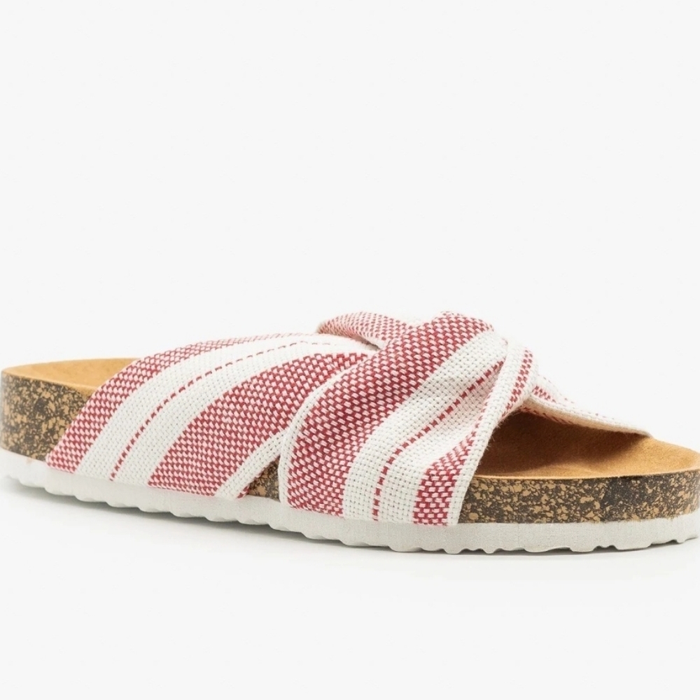 Qupid Twist Knot Open Toe Cork Slide Sandal Size 6